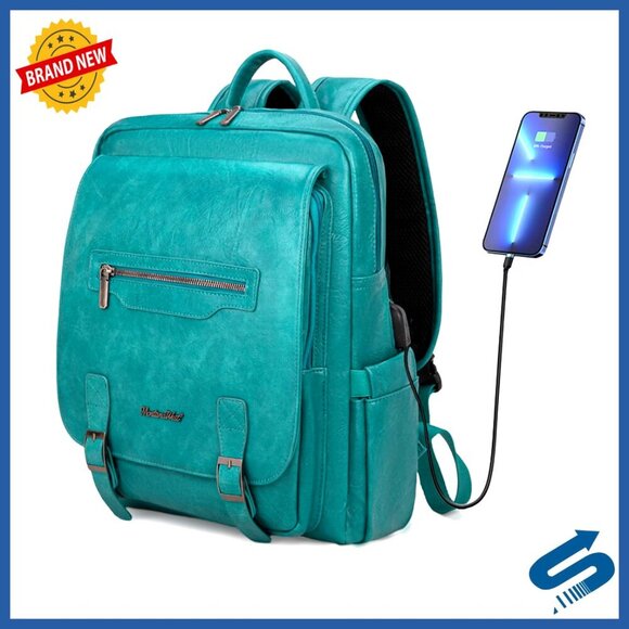 Handbags - Vintage Style Laptop Backpack with USB Port Travel Daypack Work Purse